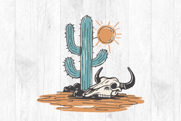 Cactus Desert SVG Bull Skull Cut Western Review