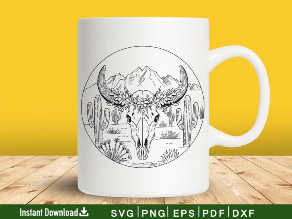 Cow Skull Desert Svg: A Western Silhouette with Real-World Embroidery Potential