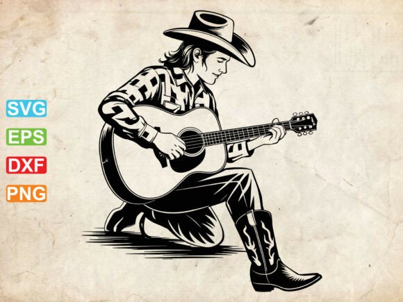 Cowboy Guitar SVG: A Wild-West Embroidery Design for Real Projects