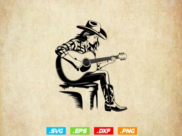 Cowgirl Guitar SVG: A Bold Embroidery Design for Western Projects